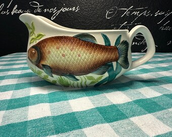 Vintage Funky Fish Gravy Boat E Radford England Art Deco, Old