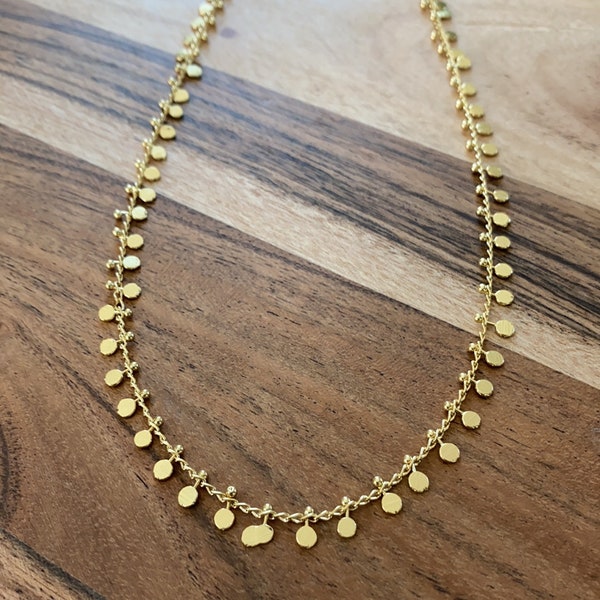 Gold Münze Paddel Halskette, Münze Halskette, Paddel Halskette, zierlicher Schmuck, Zierliche Halskette, Gold Paddel Halskette, Goldkette, Gold Paddel