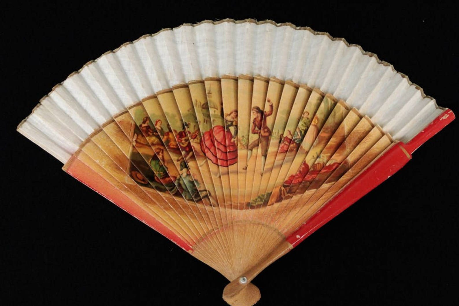Vintage Casa De Diego Tela Madera Plegable Mano Abanico | Etsy