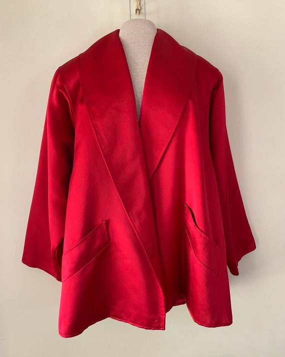 Vintage 80s Rare Oscar de la Renta Red Satin Overs