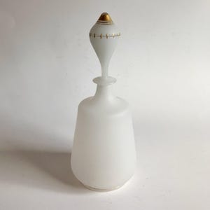 Antique Opaline Perfume Bottle with Gold Accents on Topper
