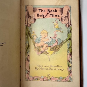 Antique 1930s ‘The Book of Baby Mine’ Leather Bound Blank Collectible Baby Book of Memories