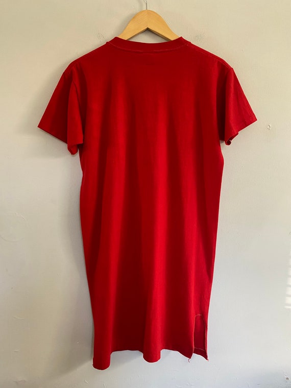 Vintage 80s Playboy Red V-Neck T-Shirt Dress || S… - image 6