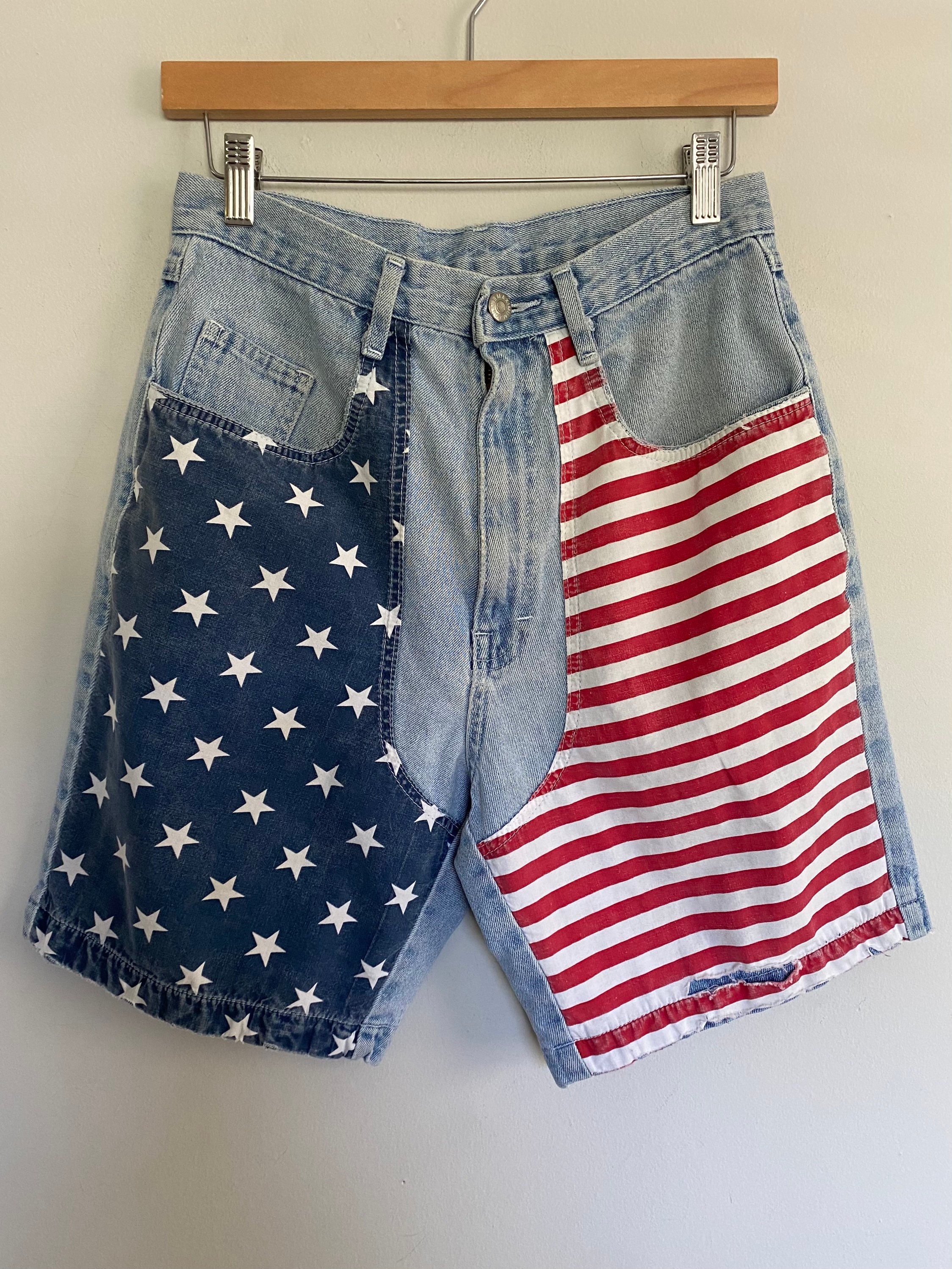 American flag cheap jean shorts