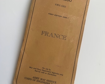 Antique 1944 Europe Road Map Series France First Edition Double Map Pamphlet