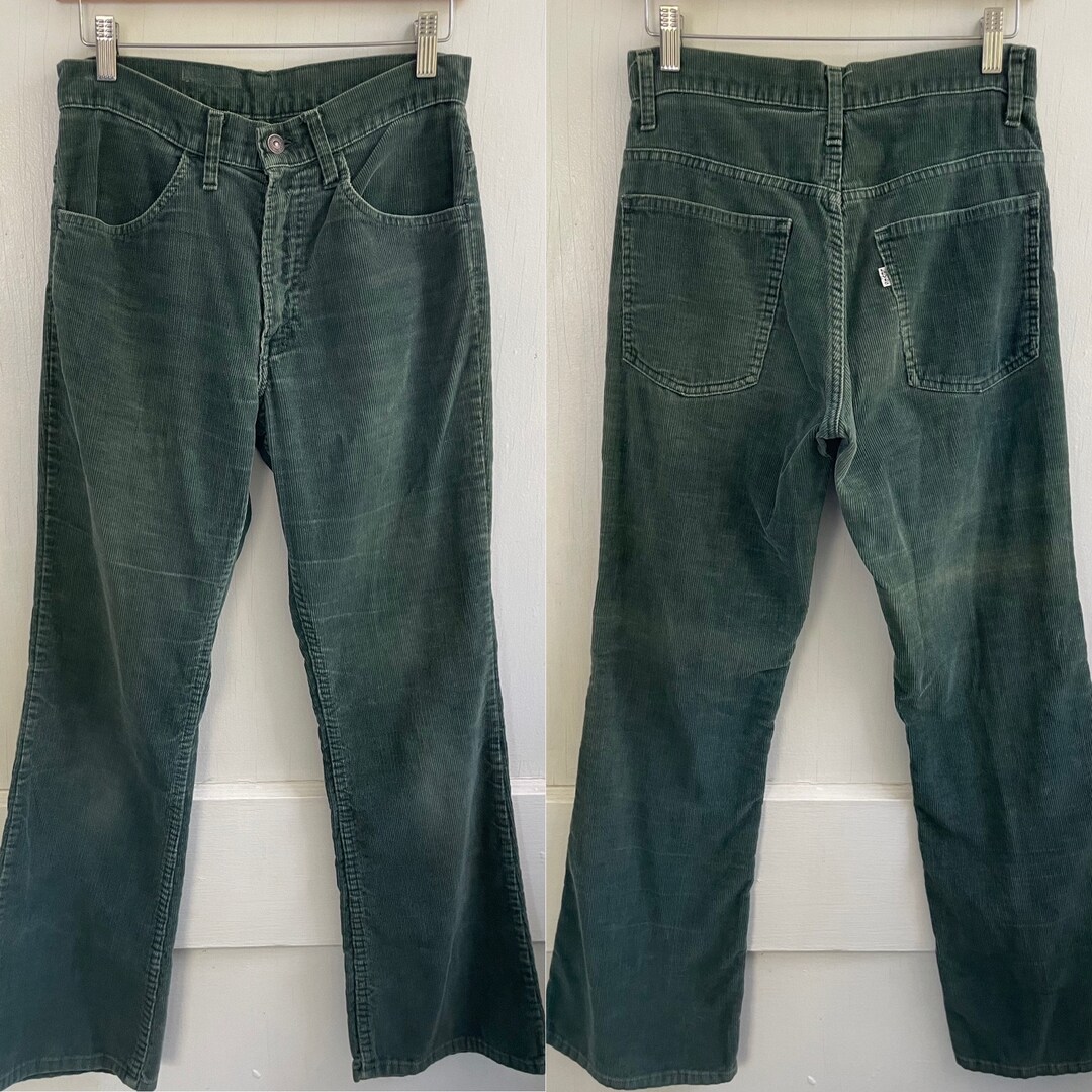Vintage 1970s Levis 646 White Tab Dark Green Corduroy Flared Pants - Etsy