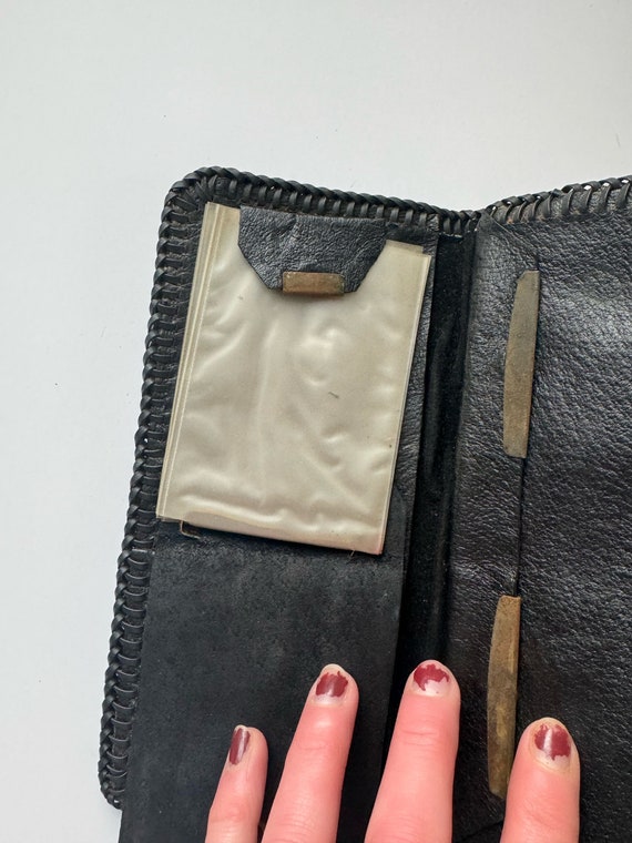 Vintage Mid Century Hand Tooled Leather Wallet wi… - image 5