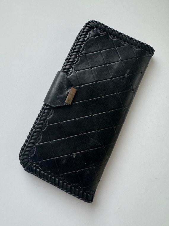 Vintage Mid Century Hand Tooled Leather Wallet wi… - image 8