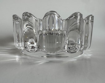 Vintage Late 70s Orrefors Sweden Crystal Scalloped Bowl / Ashtray