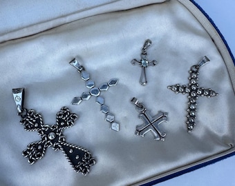 Assorted Mexican Sterling Silver 925 Cross Pendants / Charms