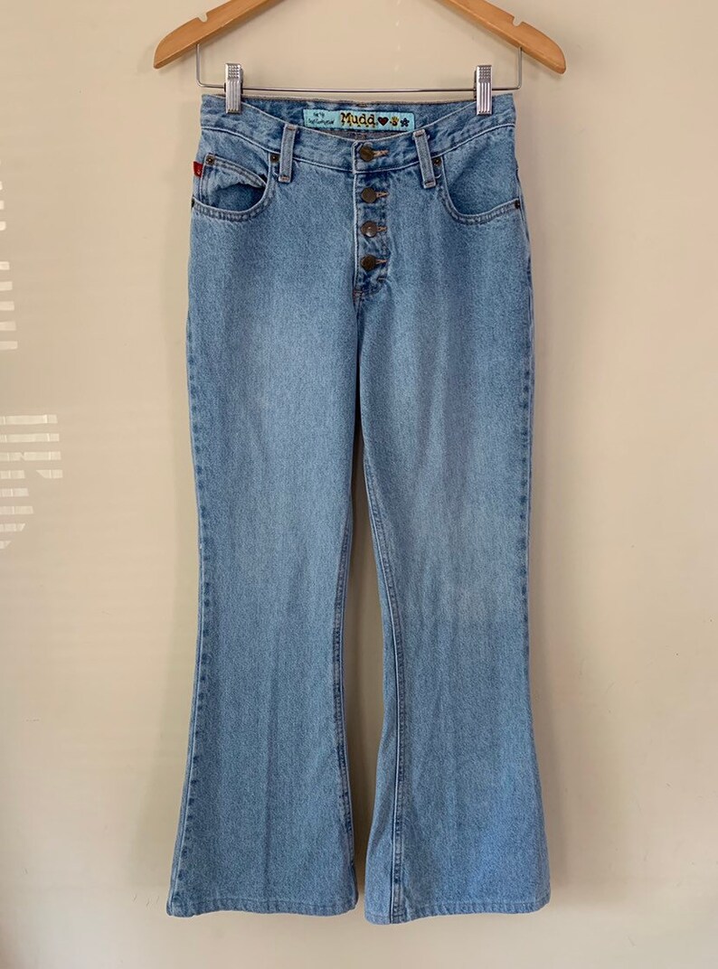 Vintage 90s Mudd Brand Button Fly Flare Leg Denim Jeans Size 5