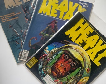 Vintage Set of 3 1977 Heavy Metal ‘The Adult Illustrated Fantasy’ Magazines || Issue 1