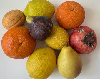 Set of 9 Antique Assorted Alabaster Stone Fruits