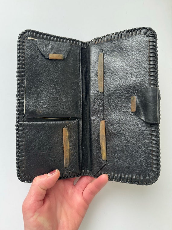 Vintage Mid Century Hand Tooled Leather Wallet wi… - image 3