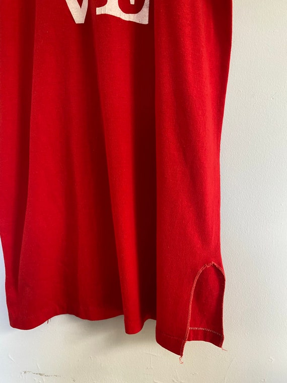 Vintage 80s Playboy Red V-Neck T-Shirt Dress || S… - image 7