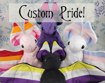 Custom Pride Batling! - Stuffed Plush Bat, Made to Order, Doll, Plushie, Softie, Sensory Plush, Toy, Gift, Stuffed Animal, Weighted, Cute