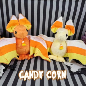 Candy Corn Special Halloween Batling! - Stuffed Plush Bat, Made to Order, Unique Gift, Sensory Plush, Toy, Scented Gift