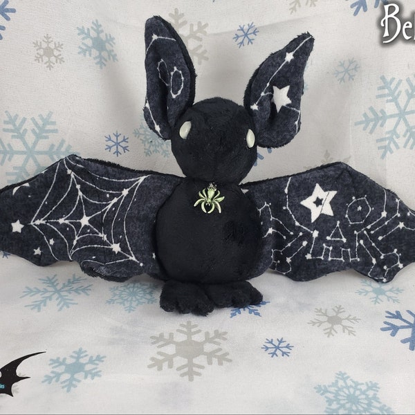 Bellatrix Batling! - Glow In the Dark, Stuffed Plush Bat, Doll, Plushie, Softie, Sensory Plush, Made to Order, Toy, Gift, Weighted, Cute