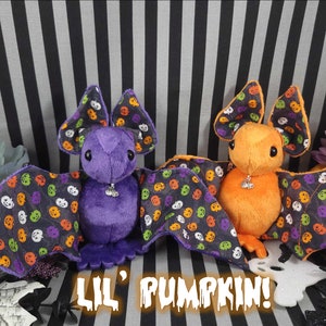 Kleiner Kürbis besonderes Halloween! -Gefüllte Plüschfledermaus, Made to Order, Einzigartiges Geschenk, Sensorisches Plüsch, Spielzeug, Duftendes Geschenk