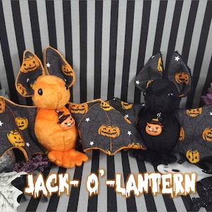 Jack-o'-Lantern Special Halloween Batling! - Stuffed Plush Bat, Made to Order, Unique Gift, Sensory Plush, Toy, Scented Gift