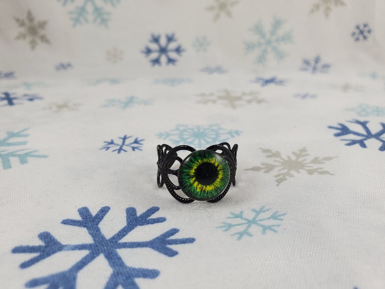 Adjustable Cat Eye & Dragon Scale Rings Green/Yellow Cat Eye