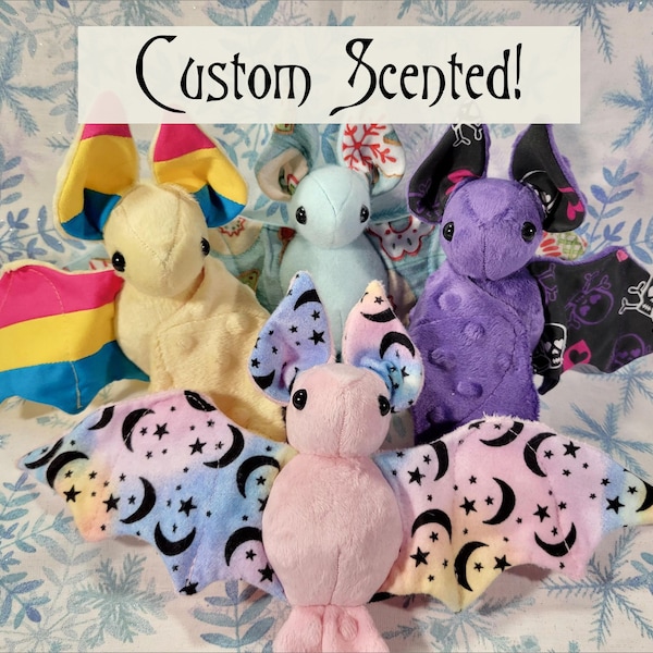 Custom Scented Batling! - 340 Fabric Options! 40 Scents! - Stuffed Plush Bat, Doll, Plushie, Softie, Sensory Plush, Made to Order