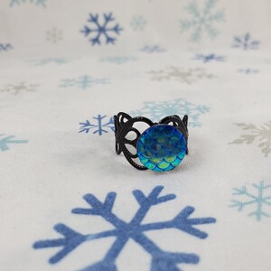 Adjustable Cat Eye & Dragon Scale Rings Blue Dragon Scale
