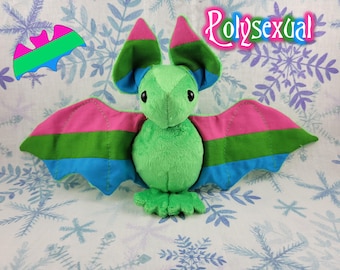 Peluche de murciélago polisexual - Peluche hecho a mano, peluche de murciélago, juguete sensorial, decoración LGBTQ, orgullo