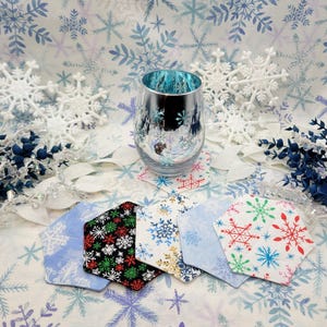 Snowflake Drink Coasters! - Set of 2 Winter Coasters, Unique Coasters, Beverage Coaster, Festive Coaster