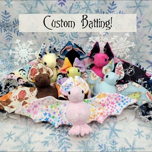 Custom Batling! - 370+ Fabric Options! - Stuffed Plush Bat, Doll, Plushie, Softie, Sensory Plush, Made to Order, Toy, Stuffed Animal, Cute