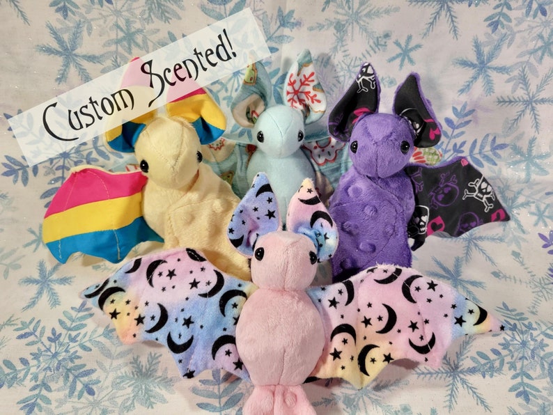 Custom Scented Batling! - 300 Fabric Options! - Stuffed Plush Bat, Doll, Plushie, Softie, Sensory Plush, Made to Order, Toy, Stuffed Animal 