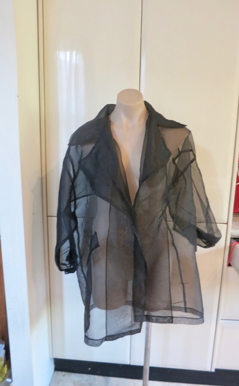 sheer black jacket Stephanel One size but XL evening jacket shiny jacket Vintage evening jacket