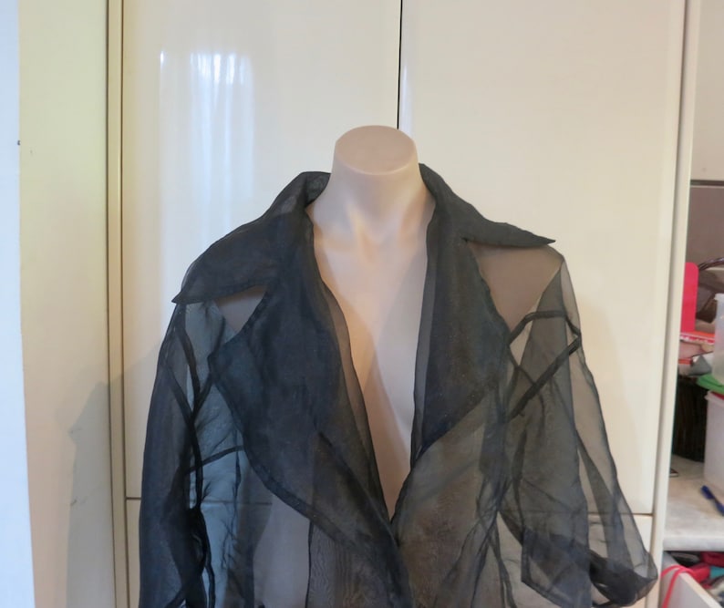 sheer black jacket Stephanel One size but XL evening jacket shiny jacket Vintage evening jacket