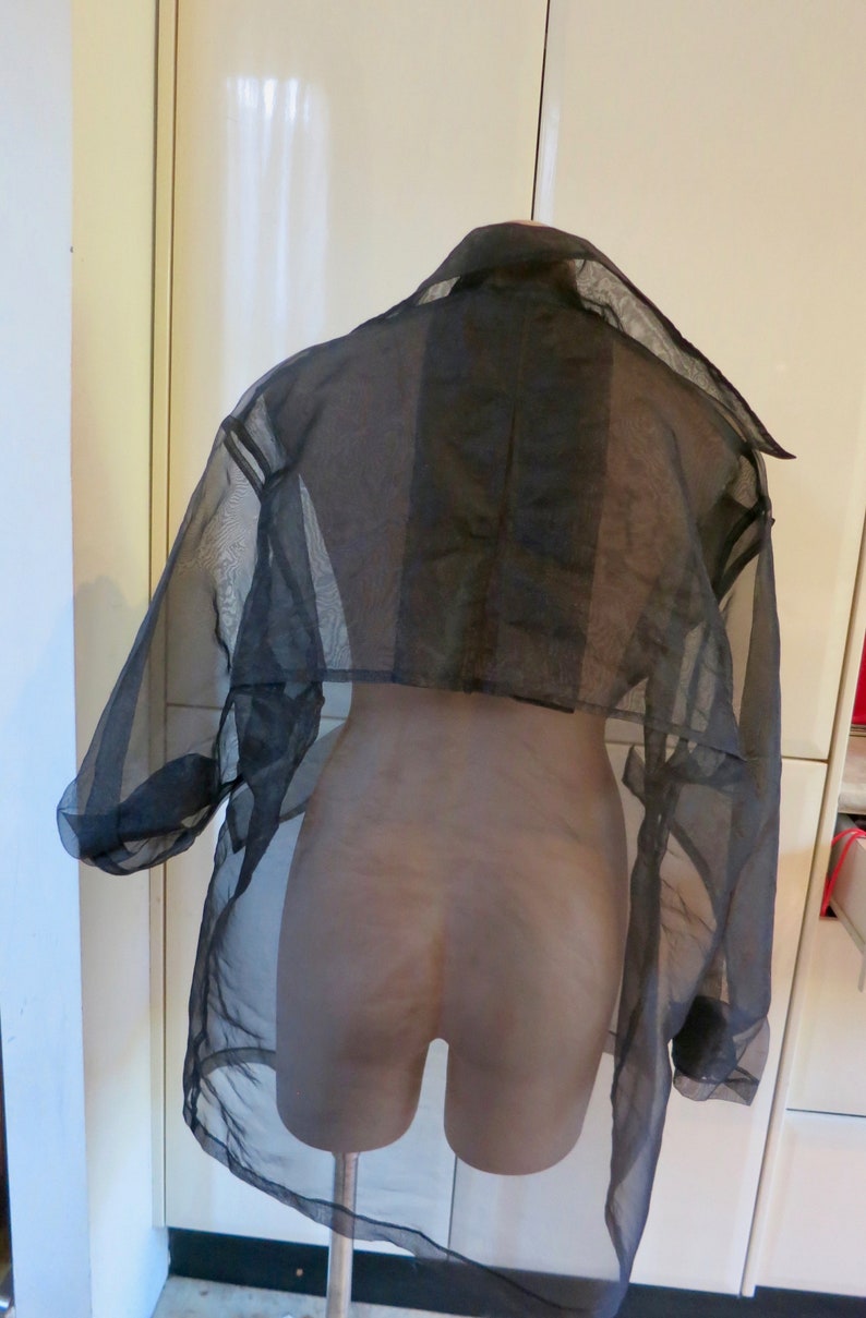 sheer black jacket Stephanel One size but XL evening jacket shiny jacket Vintage evening jacket