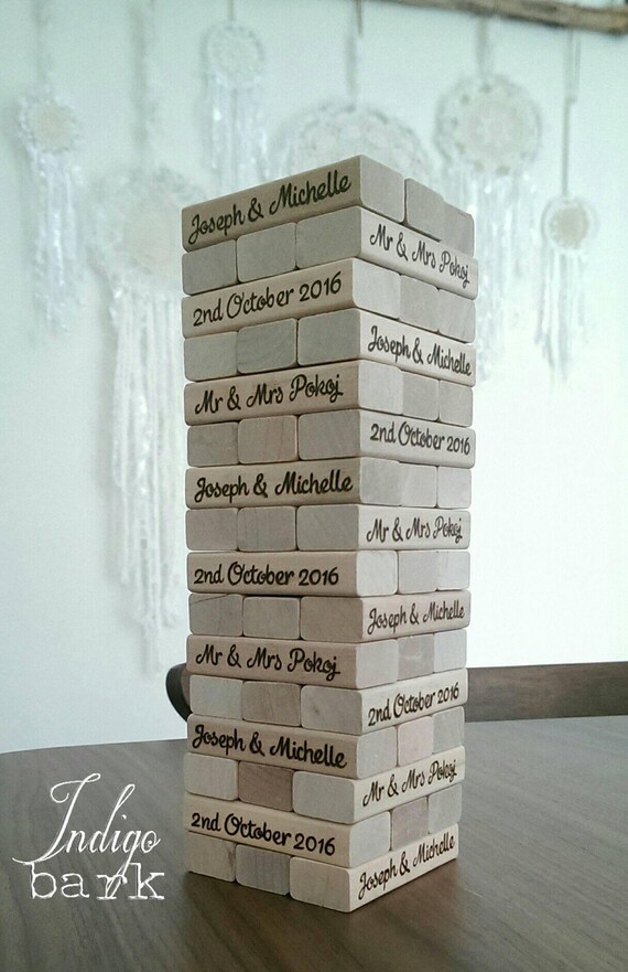 Items similar to Personalised wooden jenga pieces with personalised storage box. Gift / Wedding
