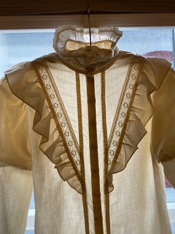 Vintage 70s Gunne Sax puff sleeve blouse med