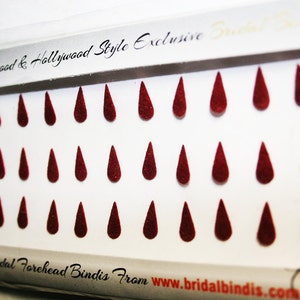 30 Pack Maroon Tear Drop Bindi Preimum Face and Eyebrow Fancy Decorations from Bindi Collections.