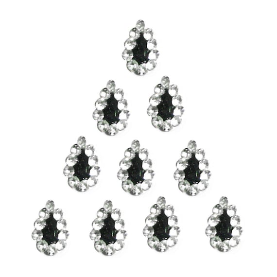 Bindi 10 monarch Premium quality Crystal BLACK Tear drop shape Forehead  Stickers