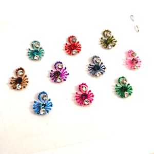 10 Round Premium Fancy Bindis with Crystals. Pretty Fancy Bindi Face Jewels.