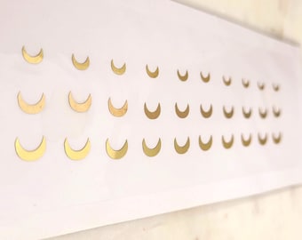 30 Half Moon Bindis in Crescent Shape / Bindi Stickers / Face Jewel Bindi - Gold OR Silver Color Bindi from Bindi Collections Online