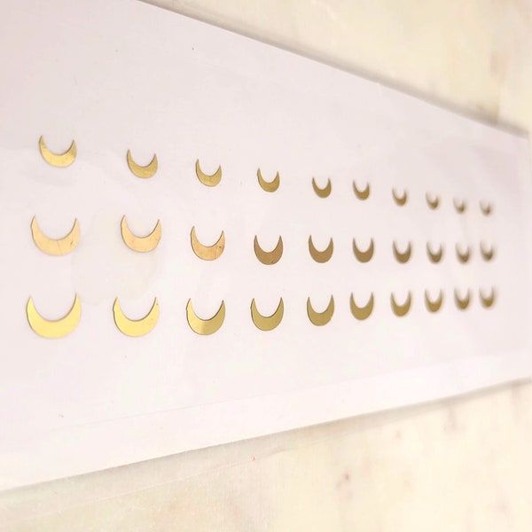 30 Half Moon Bindis in Crescent Shape / Bindi Stickers / Face Jewel Bindi - Gold OR Silver Color Bindi from Bindi Collections Online