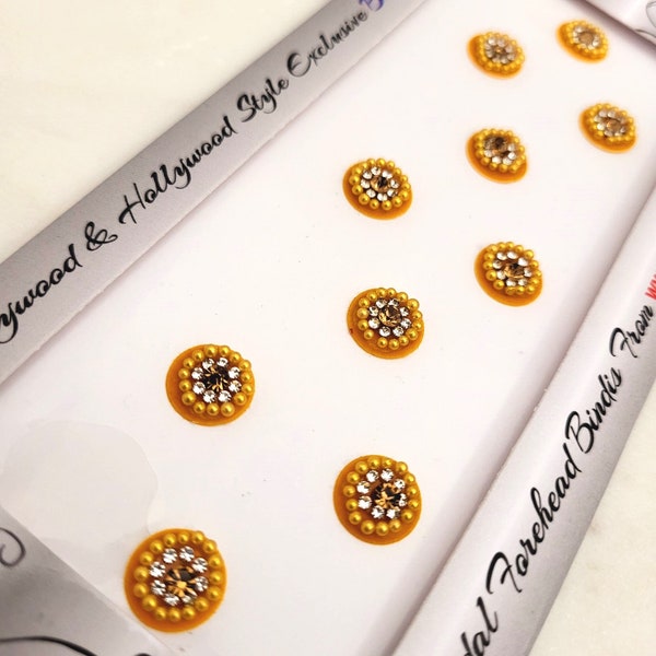 10 Face Round Bindi Gold Jewellry Sticker - Third Eye Jewel Bindi from Bindi Collections