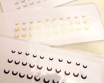 3 Pack Crescent Moon Bindis from Bindi Collections (30 Gold, 30 Silver, 30 Maroon)