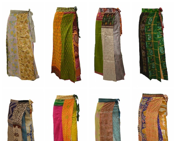 Boho Upcycled Wrap Around Skirt Funky Patchwork Hippie Maxi Sarong Free Size up to 18 P225- P232