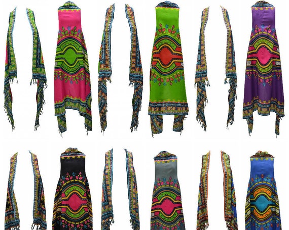 Womens Ladies Boho Kimono Dashiki Print High Low Shrug Tassel Cover Up Free Size Up To 26