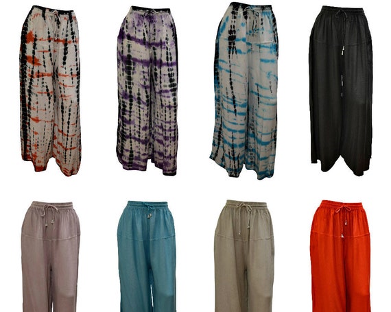 Womens Boho Hippie Lounge Wear Harem Palazzo Wide Leg Holiday Yoga Pants Trousers Freesize 12 - 20