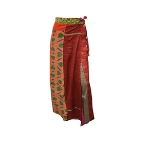 Boho Upcycled Wrap Around Skirt Funky Patchwork  Maxi Sarong Free Size up to 18 P207