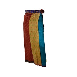 Boho Upcycled Wrap Around Skirt Funky Patchwork  Maxi Sarong Free Size up to 18 P206
