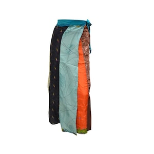 Boho Upcycled Wrap Around Skirt Funky Patchwork  Maxi Sarong Free Size up to 18 P197