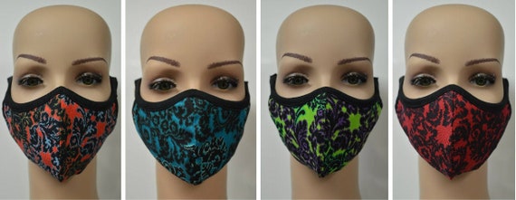 Handmade Organic Cotton Recycled Reusable Face Masks Retro Floral Print Sustainable Fabric Reversible Covering